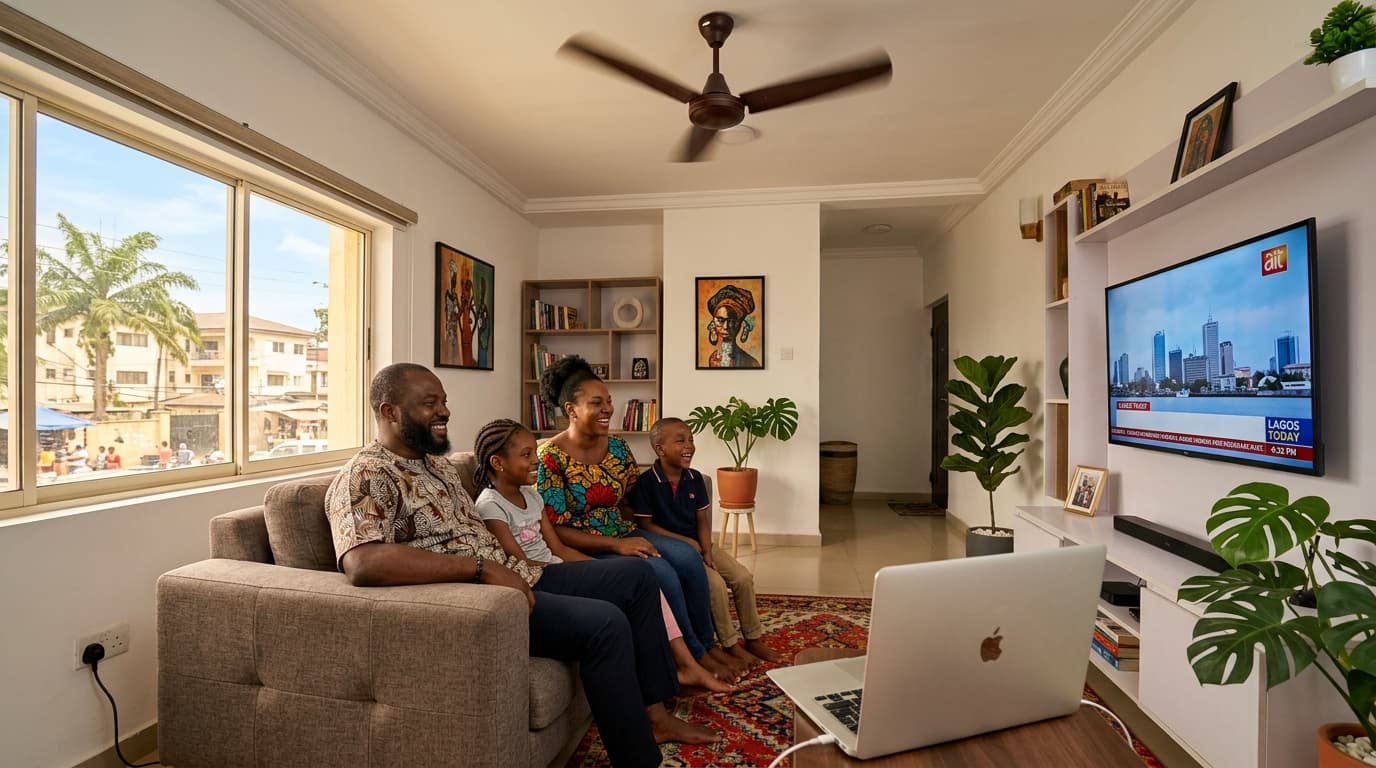 Nigerian family living room powered by 3RD Energy solar inverter system